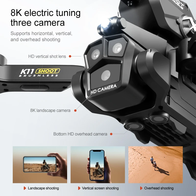 רחפן מקצועי K11max מזל "ט עם בלוני נפץ צעצוע מהבהב 3 אורות מצלמה אופטית פצצה Rc אווירי לצילום ארבעה צירים – תמונה 2