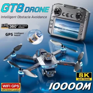 רחפן דגם GT8 חדש עם מצלמה 8K מצלמה מקצועית HD אווירית FPV חכמה למניעת מכשולים מסך גדול ושלט רחוק מתקפל